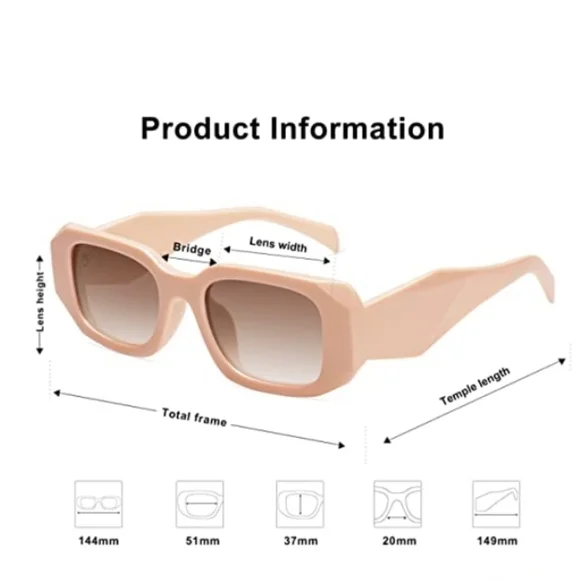 New Rectangle Sunglasses for Women Fashion Sunglasses UV400 Protection - Picture 4 of 6